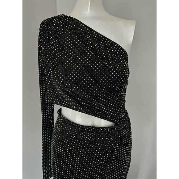 Ronny Kobo Lorinna Metallic Cut Out Slit Gown - Picture 7 of 11